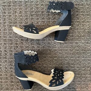 NWB Rieker 66555-01 Rabea 55 Backstrap Heel in Black Sparkle / size 38 (US 7)